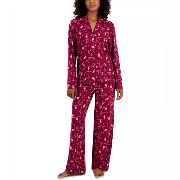 JENNI Women's Supersoft Notched-Collar Pajamas Set - Picture 1 of 9
